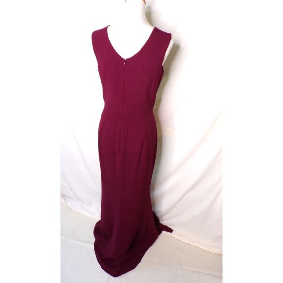DRESS THE POPULATION Plunge Sandra Trumpet Gown Dress Burgundy Medium 6 NEW - Picture 10 of 12